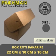 BOX ROTI BAKAR 22x10x10 cm ( SATUAN ) / DUS DONAT BOMBOLONI / DOS BOLU GULUNG / KOTAK KUE KRAFT - LA
