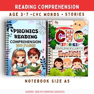 Reading Comprehension Set | CVC Words Phonics | Reading Practice Workbooks for Kids Size A5 Phonics 