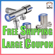 BEPO Official304 Stainless Steel Angle Valve 2 Way 1 2 Two Way 1/2" Angle Valve with Ring Cover for Faucet Toilet Set