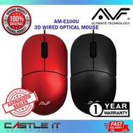 AVF 3D EU100 BLACK / RED 1000dpi Wired USB Mouse AM-E100U Office Normal Mice