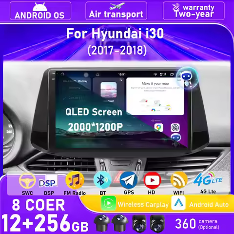 Android 16 Auto For Hyundai i30 2017 2018 Car Radio Multimedia Player GPS Navigation Tools Carplay 4