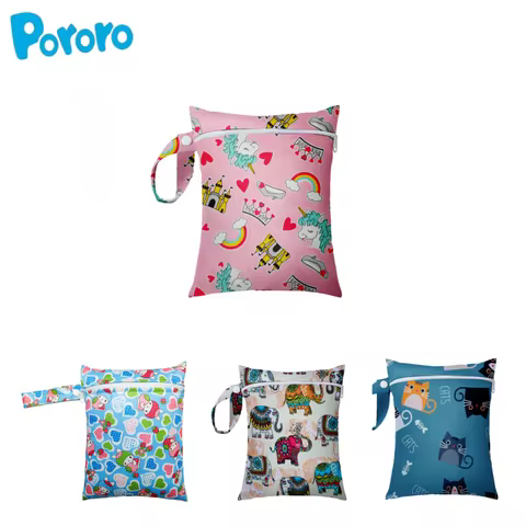 Pororo Washable Eco-friendly Recycling, Tote Bag Waterproof Mommy Bag, Wet Bag Cloth Diaper Storage,