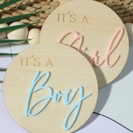 2pcs "IT'S A Boy" "IT'S A Girl" 3D Wooden Letter Words, Newborn Photography Props, Wooden Sign For B