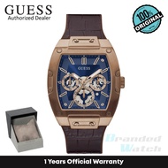 [Official Warranty] Guess GW0202G2 Men's Coffee Case Brown Leather Silicone Watch