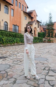 EMILIE COTTON SPENDEX BEIGE-WHITE SHIRT