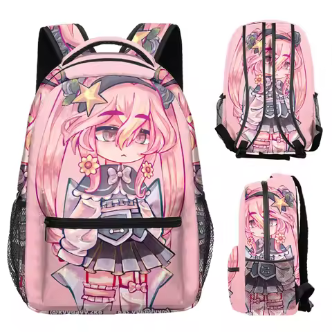 Classic Cool Youthful School Bags Unisex Cool Gacha Life Travel Bags 3D Print Oxford Waterproof Note