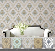 Wallpaper Dinding Motif Klasik Batik Dambas Putih Abu Coklat