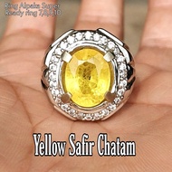 CINCIN BATU AKIK PERMATA YELLOW SAFIR CHATAM CUTING OCTAGON GLAMOUR 10mohs