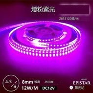 2835 120燈 DC12V 板寬8mm 12W 粉紫光 粉紫色 紫色 一卷 五米 軟燈帶 燈條 LED