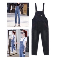 Versatile Denim Suspenders 9-Point Pants Overalls Jeans Trousers Girls