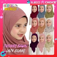 (2Y-9Y) Tudung BAWAL LAZY SILANG Sarung Instant Cotton Ribbed Ironless (20 warna) Budak Kids Hijab P