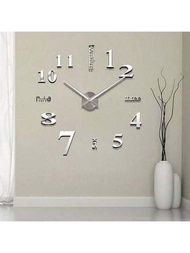 1入創意DIY牆掛時鐘時尚發光時鐘，簡單的時針，無滴答聲和無需鑽孔，適用於臥室家居裝飾時鐘