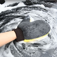 [SM]Car Wash Glove Waterproof Anti-scratch Thickened Super Soft Tear-resistant Car Detailing Coral Fleece Super Absorbent Car Wipe Cloth for Vehicle