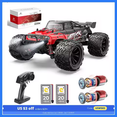 DEERC 9500E 1:16 RC Car: 4x4, 40 KPH, 2.4Ghz, 2 Batteries, Off-Road Monster Truck, Kids/Adults.