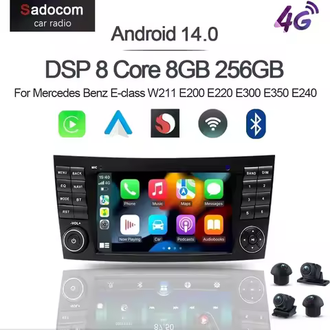 carplay 7" 4G LTE Android 12.0 128GB+8GB 8 Core car Radio Car DVD Player For Mercedes Benz E-class W