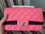 Chanel classic flap cf 20cm mini pink粉紅brand new全新