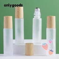 ONLYGOODS1 3PCS 5/10ml Oil Perfume Bottles, Roller Ball Portable Liquid Container,  Frosted Glass Refillable Wood Grain Essential Oils Bottle Travel