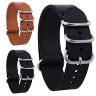 Military Buckle New Army Watch Strap Leather 18mm/20mm/22mm Mens