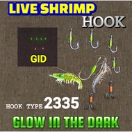 Live Shrimp Hook /Live Shrimp Glow In The Dark GID Shrimp HOOK FISHING HOOK 2335