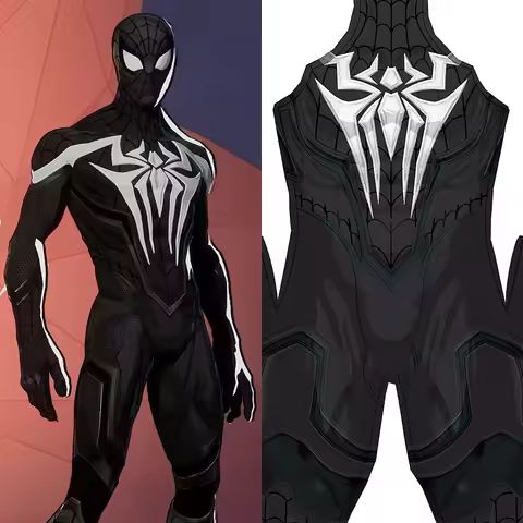 Black Symbiont PS5 Marvel Rivals Spiderman Cosplay Superhero Spandex Zentai Bodysuit Outfits Spiderm