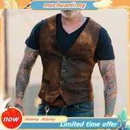 Autumn Men's V-neck Brushed Leopard Vest Rock Heavy Metal Wild Vest