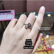 Cincin emas putih size 14 kadar 375%