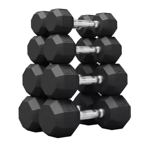 PVC Hex Dumbbell Weight Set Multiple Sizes Exercise Fitness Dumbbells 100LB Set 5+10+15+20LB x2 110L