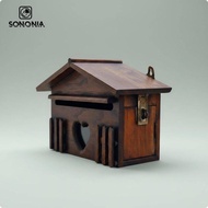 [SONONIA] Brown Wood Wall Mailbox Country Style Exterior Mail Box Door Slot for Outdoor Parcel Garde
