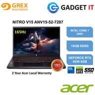 ACER NITRO V15 ANV15-52-7287 GAMING LAPTOP (C7-240H,16GB,512GB SSD,15.6"FHD 165Hz,RTX4050 6GB,WIN11)