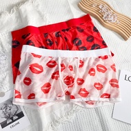 男士内裤透明细网纱 透气印花感潮流时尚个嘴唇男生内裤Men's underwear with transparent fine mesh breathable printing sensation3e