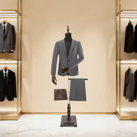 Adjustable Male Dress Form Mannequin 4.4-5.9ft Height, Movable Arms & 180° Shoe Rest, for Clothing S