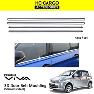 Perodua Viva 3D Door lining chrome / Door belt moulding / Lining chrome tingkap / Sporty chrome wind