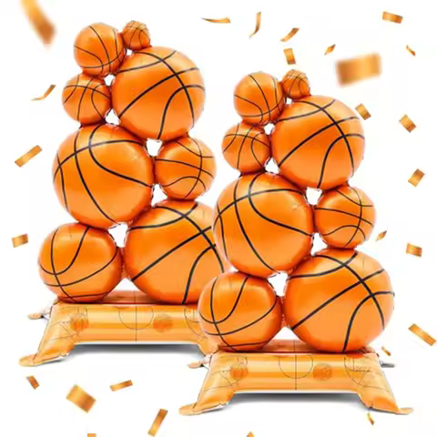 1/2Pcs 3D Standing Basketball Foil Balloon, Durable Leak-Proof Aluminum Basketball Balloon with Stab