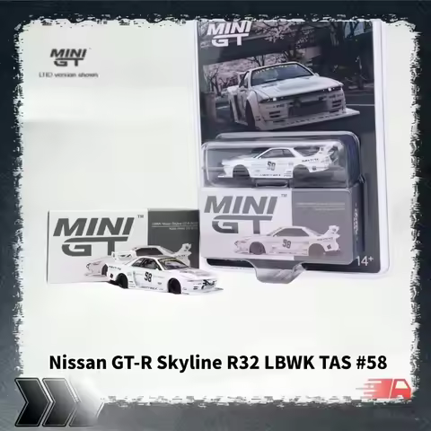 [In Stock] MINI GT 1:64 Nissan GT-R Skyline R32 LBWK TAS Cast-Pressed Alloy Car Model, Ideal Gift fo