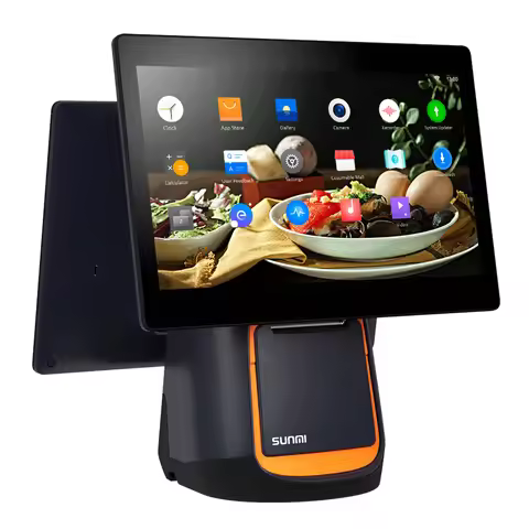 SUNMI T2 15.6Inch Tablet Dual TouchScreen Cash Register All In One Android Pos Printer POS+Systems P