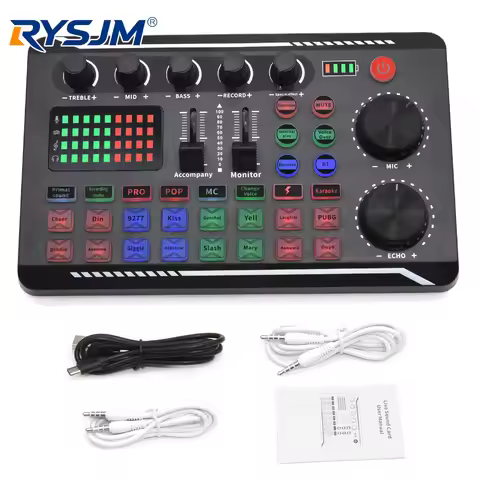 F998 Live Sound Card Bluetooth-Compatible Studio Record DJ Mixer Effects For Phone PC Audio Mixing C