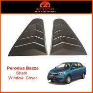 Perodua Bezza Black Rear Side Shark Louver Window Cover Triangle Mirror Protector