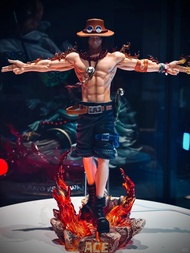 ลูกโป่งลายการ์ตูน One Piece Ace Cross Arm Statue Model Display Boxed Collectible Toy ลูกโป่งลายการ์ต