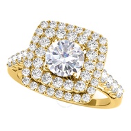2.00 Carat Moissanite Diamond 14K Yellow Gold Halo Engagement Rings For Women