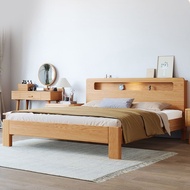 🇸🇬⚡ Wooden Bed Frame Solid Wood Bed Frame With Lights Bed Frame With Mattress Super Single/Queen/King Size Bed Frame