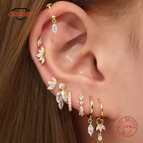 CANNER 925 Sterling Silver Horse Eye White Zircon Piercing Earrings For Women Ins Minimalist Errings