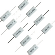 10pcs 5W 5% Cement Resistor Power Resistance 0R47 0R5 0R6 4R 4R3 4R7 5R 5R1 4 4.3 4.7 5 5.1 43 47 50