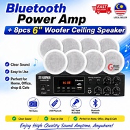 [1SET] Harpman Bluetooth 50w Power Amplifier +8pcs 6" Woofer Ceiling Speaker suitable beauty center,