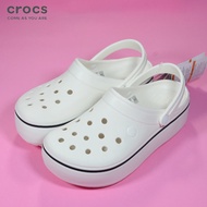 【Box Package crocs Crocband Clog รองเท้าชายหาดลําลอง พื้นหนา สีขาว แฟชั่นฤดูร้อน สําหรับผู้หญิง สีขาว M6W8 38
