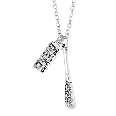 The Walking Dead Negan Lucille Mini Baseball Bat Pendant, Unisex Metal Apocalypse Jewelry Gift for Z