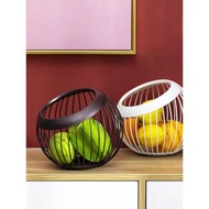 北歐鐵藝水果籃咖啡膠囊收納筐簡約家用客廳桌面置物創意球形擺件