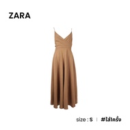 zara-เดรสยาวกระโปรงบาน-สีน้ำตาล W001-394