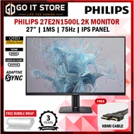 Philips 27E2N1500L 27" 2K QHD IPS 75HZ 1ms LowBlue Flicker-Free VESA Mount Monitor (HDMI / DP)
