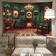Kain Latar Belakang Rumah Krismas yang Hangat Kain Suasana Perayaan Kain Bilik Ruang Tamu Permaidani