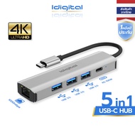 Idigital อะแดปเตอร์ฮับ Type C HUB USB C เป็น USB3.0HDMI 4K1000M RJ45PD100Wชาร์จเร็ว การ์ดรีดเดอร์ SD